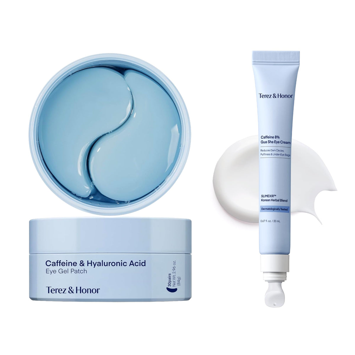 Masques contour des yeux TEREZ & HONOR avec crème 8% caféine, vue de face
