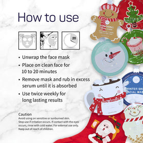 Masques de visage SpaLife disposés sur une table décorée pour Noël