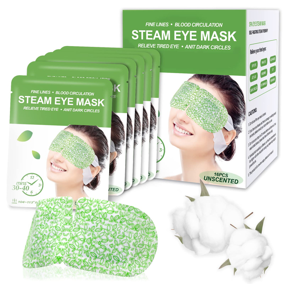 Masques de yeux vapeur ProCIV, paquet de 16, vue de face