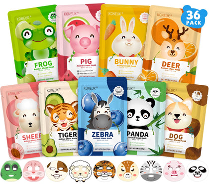 Masques KONEUK animaux en paquet de 36 pièces