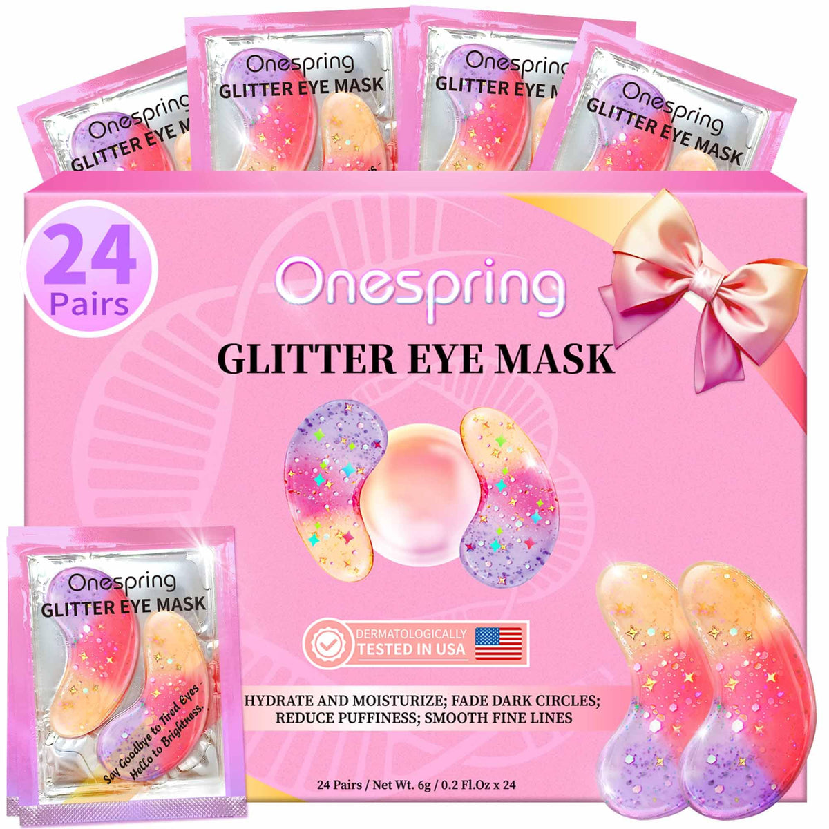 Masques pour les yeux Onespring, 24 paires avec emballage rose