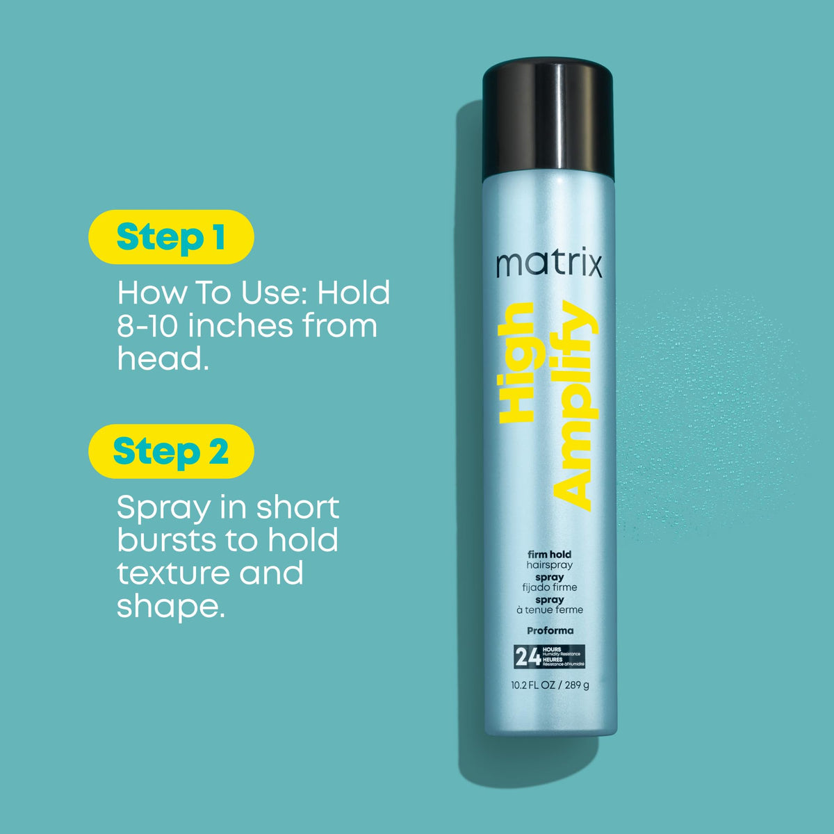 MATRIX High Amplify Hairspray 358g sur fond blanc