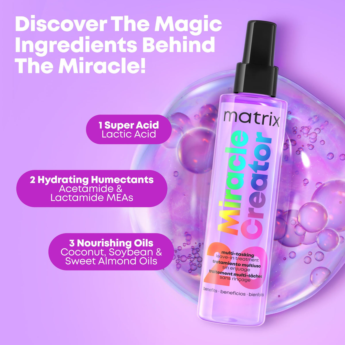 MATRIX Miracle Creator Spray sans rinçage utilisation sur cheveux mouillés