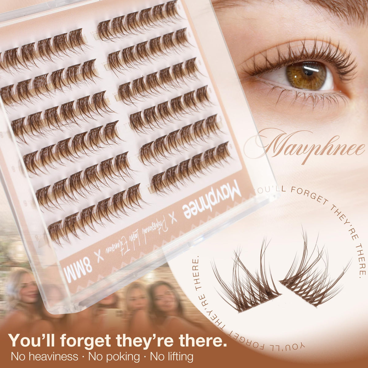 Mavphnee cils postiches bruns 8MM avec colle de qualité