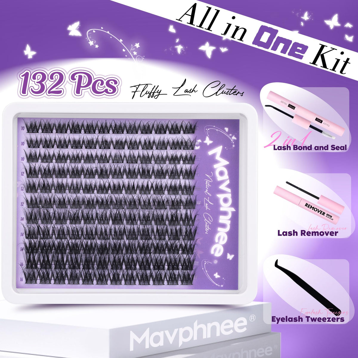 Mavphnee Kit de Cils en Pétales contenu avec colle et pinces