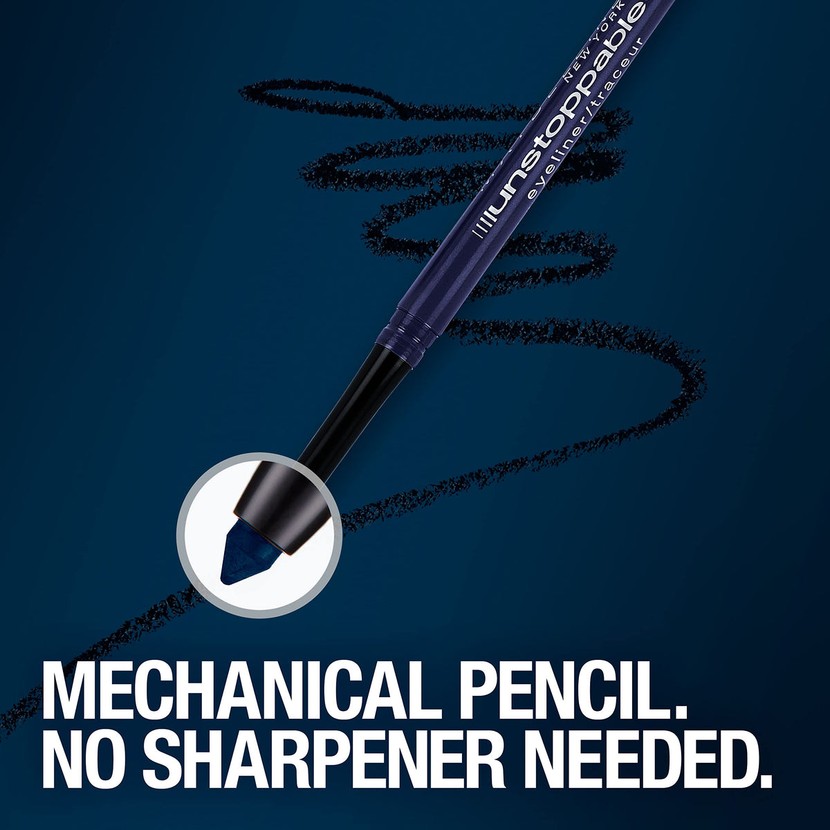 MAYBELLINE Crayon Eyeliner noir sur fond blanc