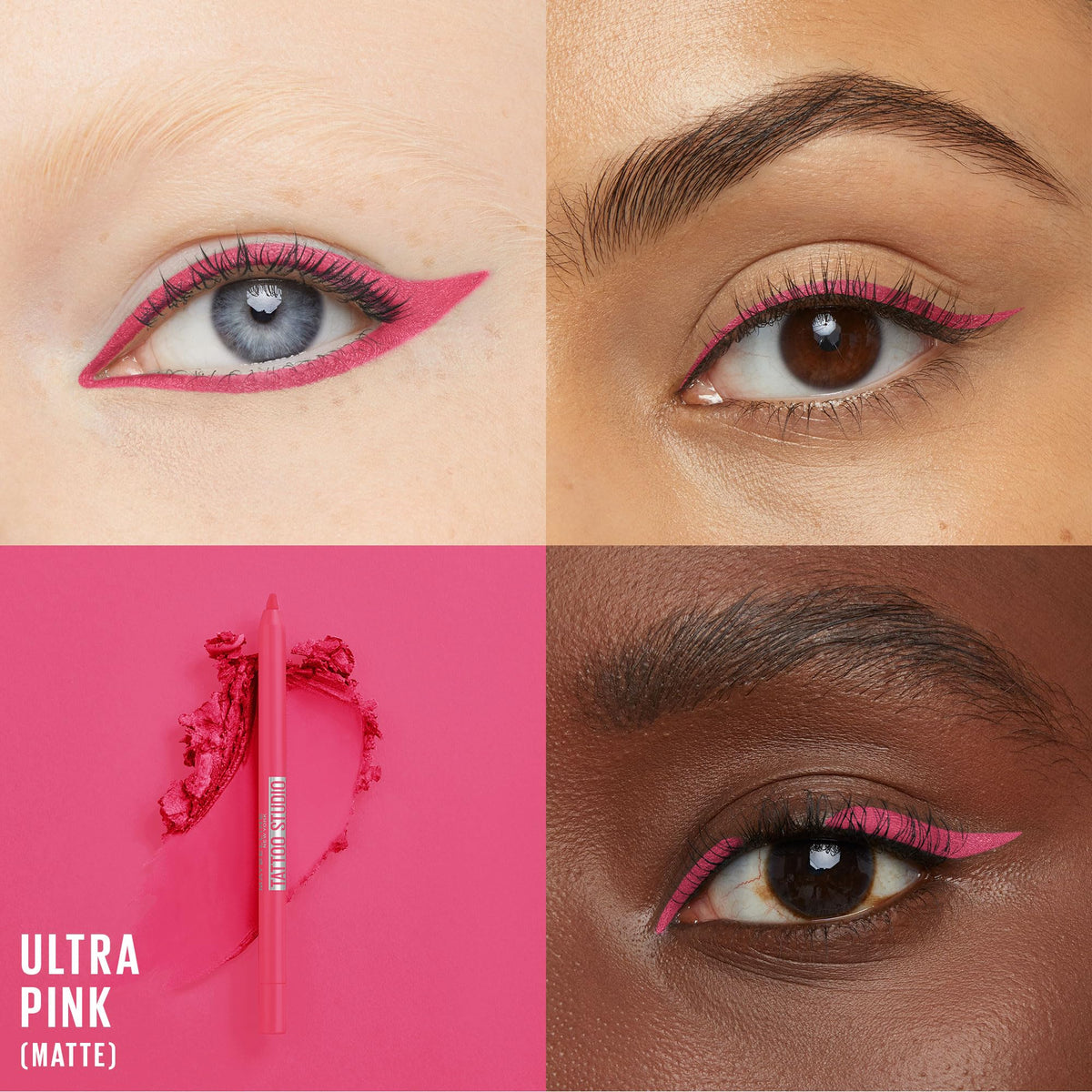 MAYBELLINE crayon eyeliner Ultra Pink avec capuchon ouvert