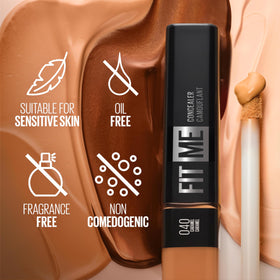 MAYBELLINE Fit Me Concealer Liquide 18g, mise en situation avec d'autres produits de maquillage