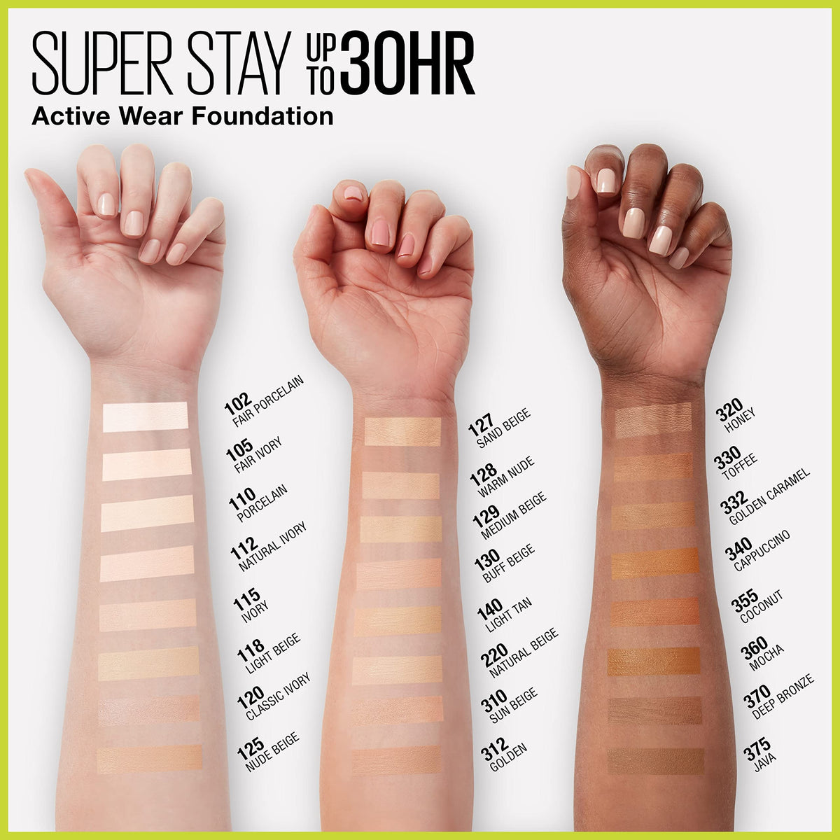 MAYBELLINE Fond de Teint Super Stay 30H Buff Beige sur une table