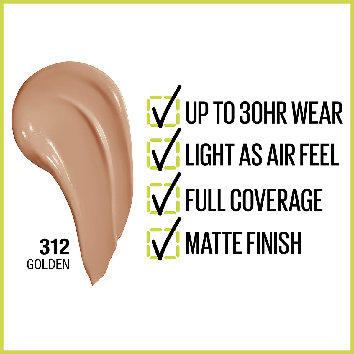MAYBELLINE Fond de Teint Super Stay 30h finition mat couleur dorée arrière