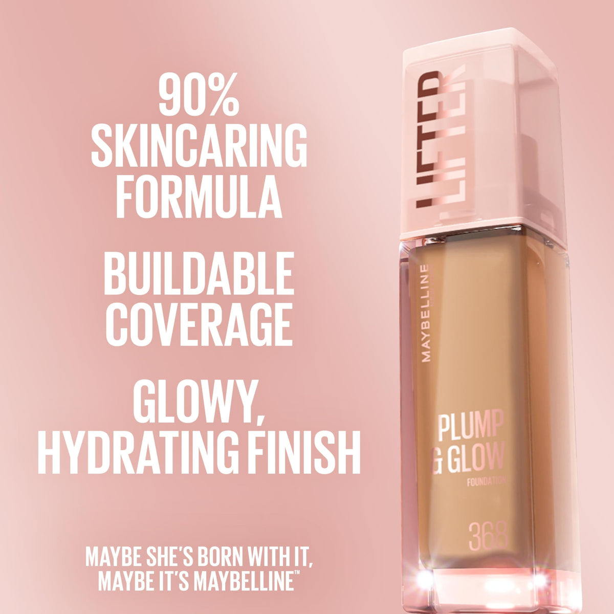MAYBELLINE Lifter Plump & Glow Foundation 115 en application sur le visage