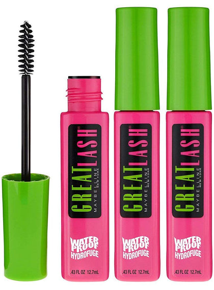 MAYBELLINE Mascara Waterproof Great Lash Très Noir lot de 3 unités