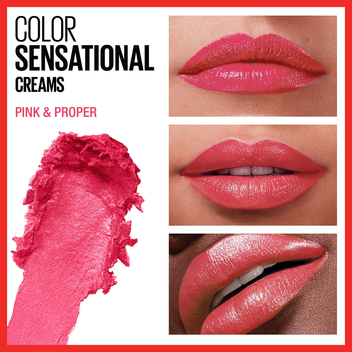 MAYBELLINE Rouge à Lèvres Pink & Proper sur un fond neutre