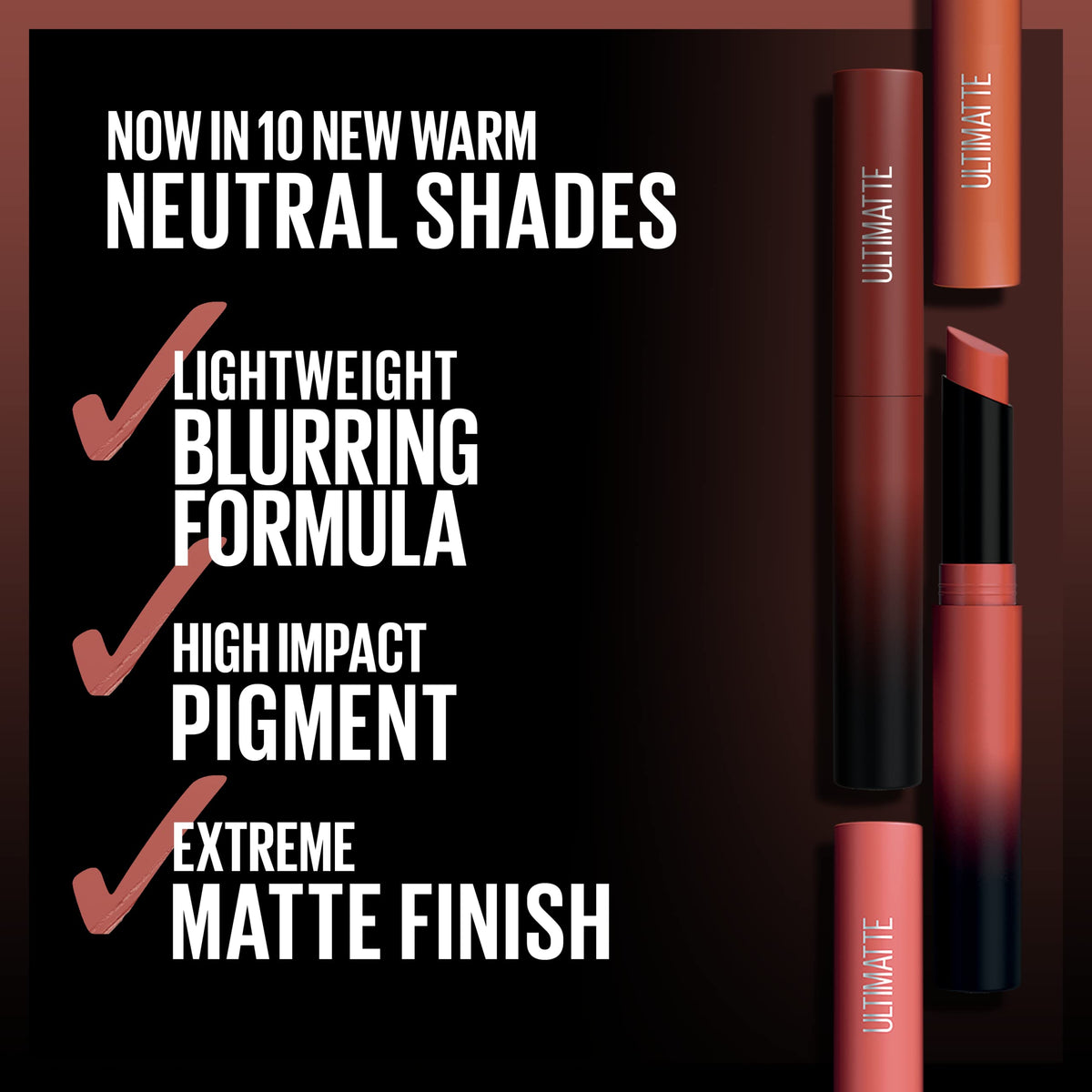 MAYBELLINE Rouge à Lèvres Ultimatte More Mocha texture sur les lèvres