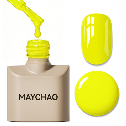 MAYCHAO Vernis à Ongles Gel Jaune Néon 15ML vue avant