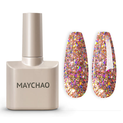 MAYCHAO Vernis à Ongles Gel Paillettes Roses 15ML - vue avant