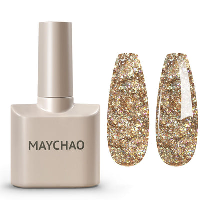 MAYCHAO Vernis Gel Paillettes Champagne 15ml vue de face