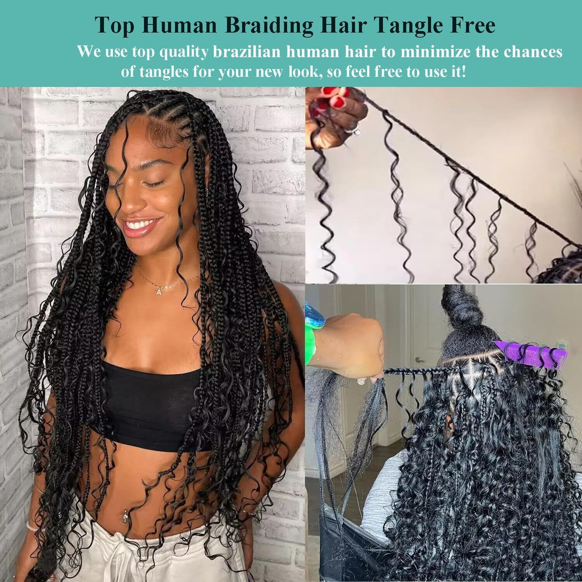 Mèches de cheveux humains bouclés avec finition lisse