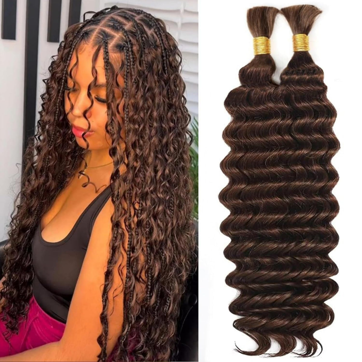 Mèches de cheveux humains bouclés OKVOKV 22 pouces vue avant