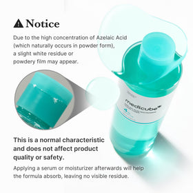 medicube Tonique Clarifiant Acide Azélaïque 320g en application sur le visage
