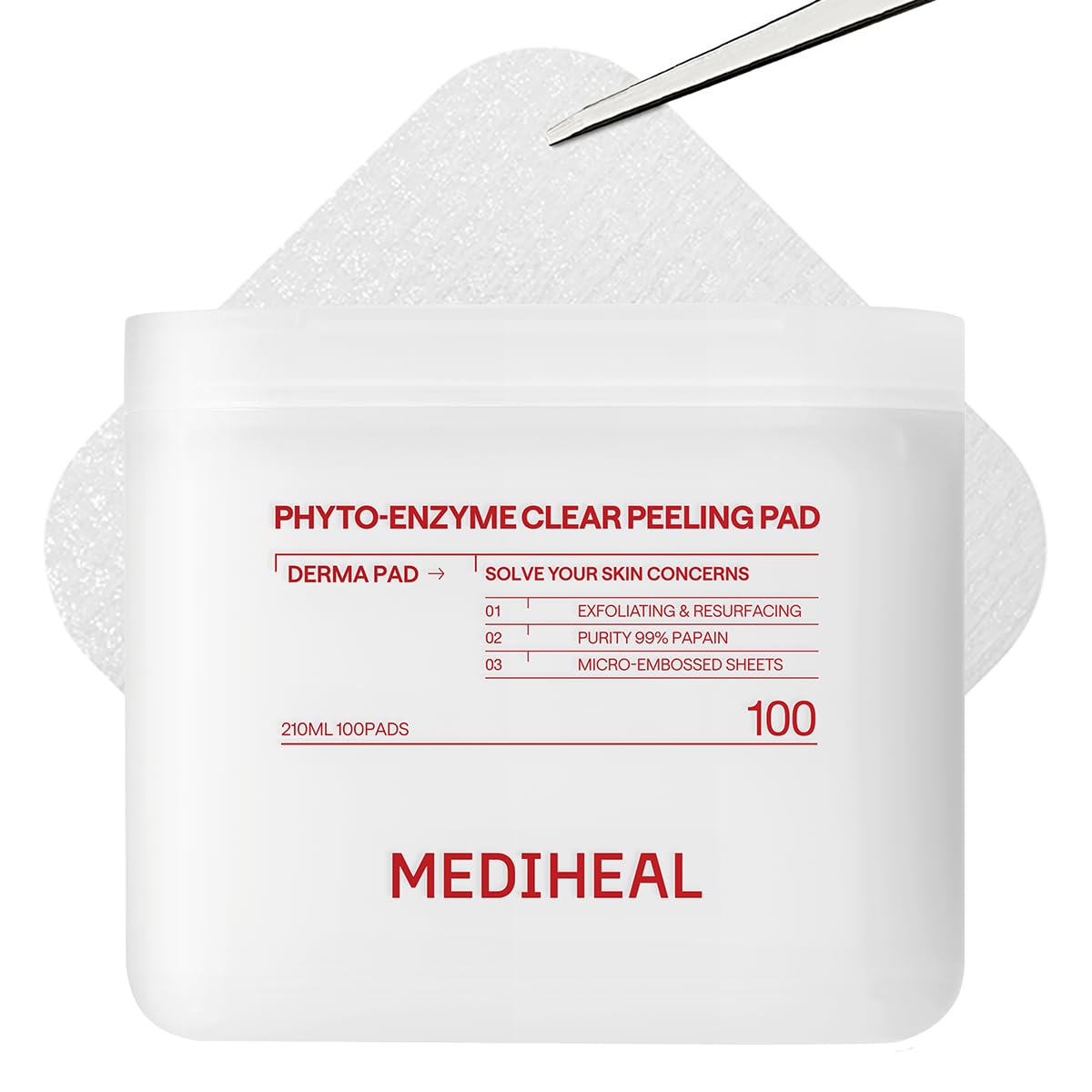 MEDIHEAL pads exfoliants Phyto-Enzyme 100 unités, vue de face