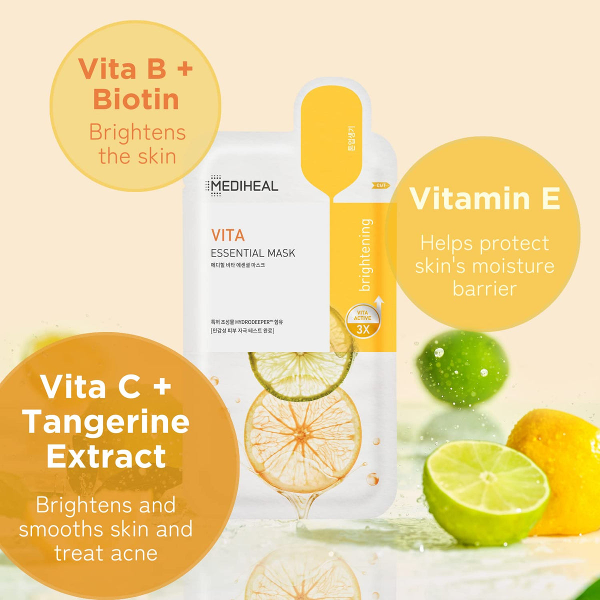 Mediheal Vita Essential Masque en Tissu, application sur visage