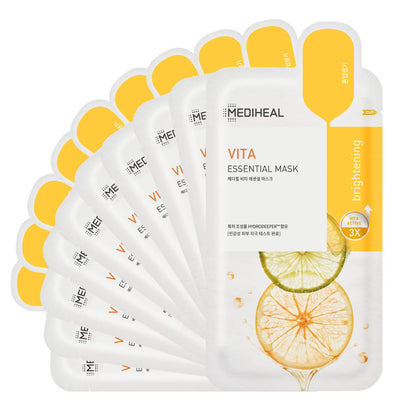Mediheal Vita Essential Masque en Tissu, face avant avec design coloré