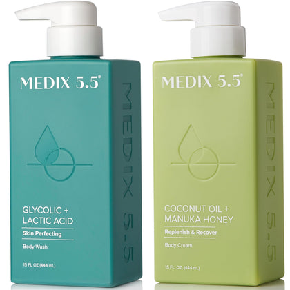 Medix 5.5 gel douche exfoliant AHA et crème hydratante à la noix de coco