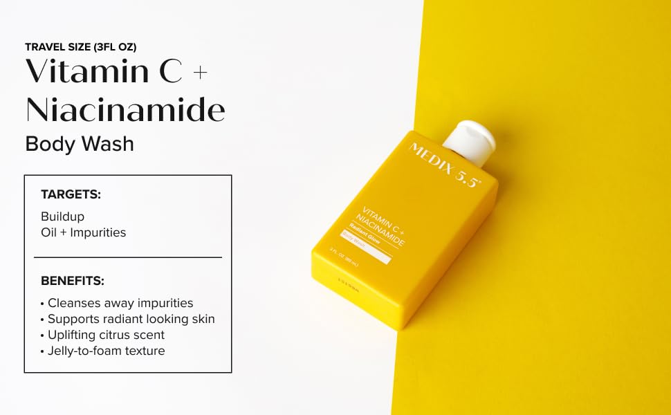 Medix 5.5 Gel Douche Vitaminé C au milieu de produits de soin