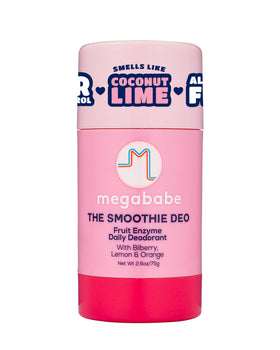 Megababe Smoothie Deo devant avec étiquette et parfum noix de coco