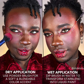 Mehron StarBlend noir poudre pressée vue avec pinceau