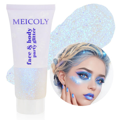 MEICOLY gel paillettes corporelles holographiques 50ml vue de face