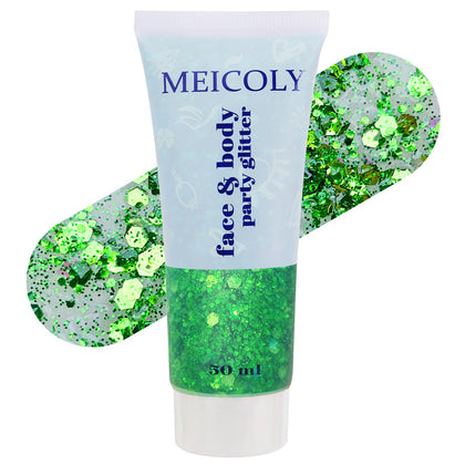 MEICOLY Paillettes Vertes 50g vue de face dans le packaging
