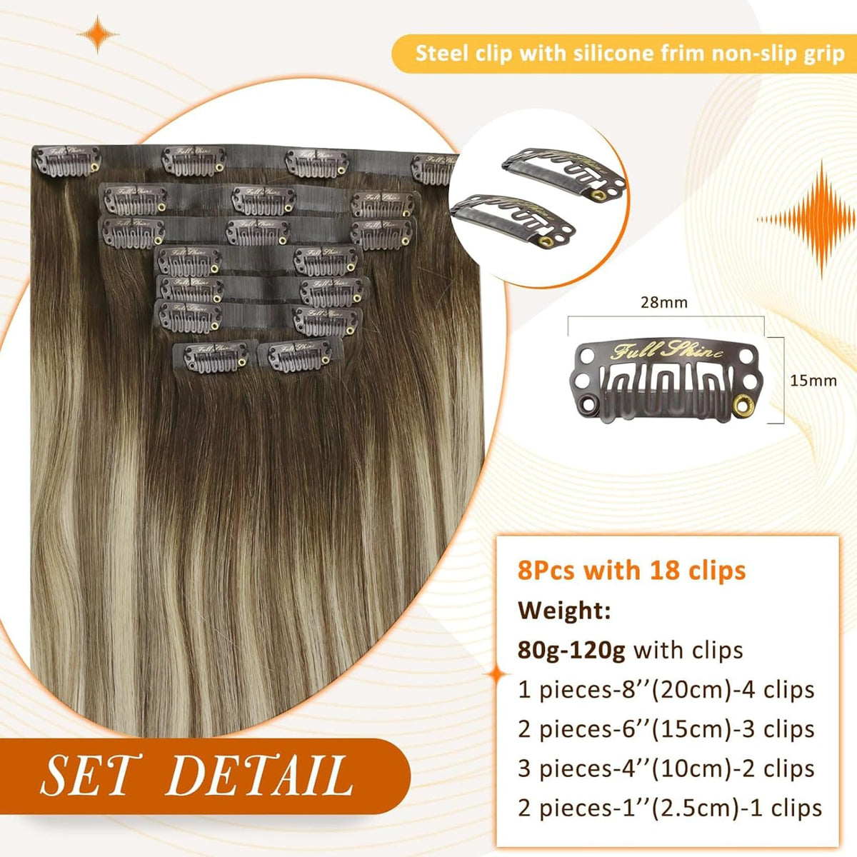 Mélange de couleurs des extensions cheveux balayage Full Shine