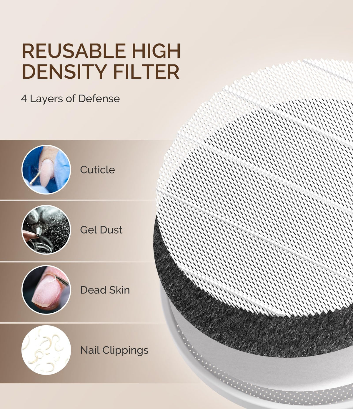 MelodySusie collecteur de poussière d'ongles HPro sur une table de manucure