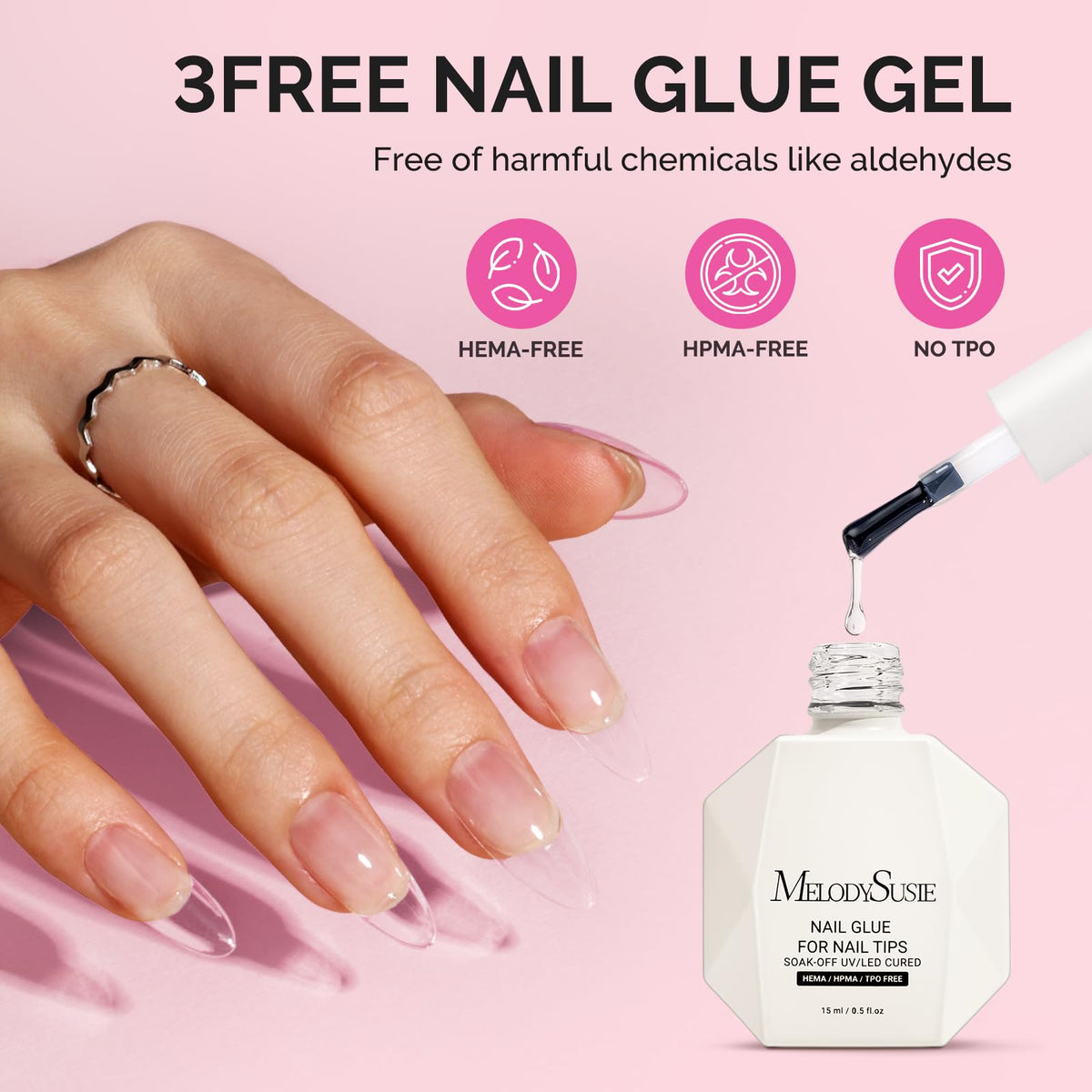 MelodySusie Gel Colle Ongles 5 en 1 en utilisation sur ongles