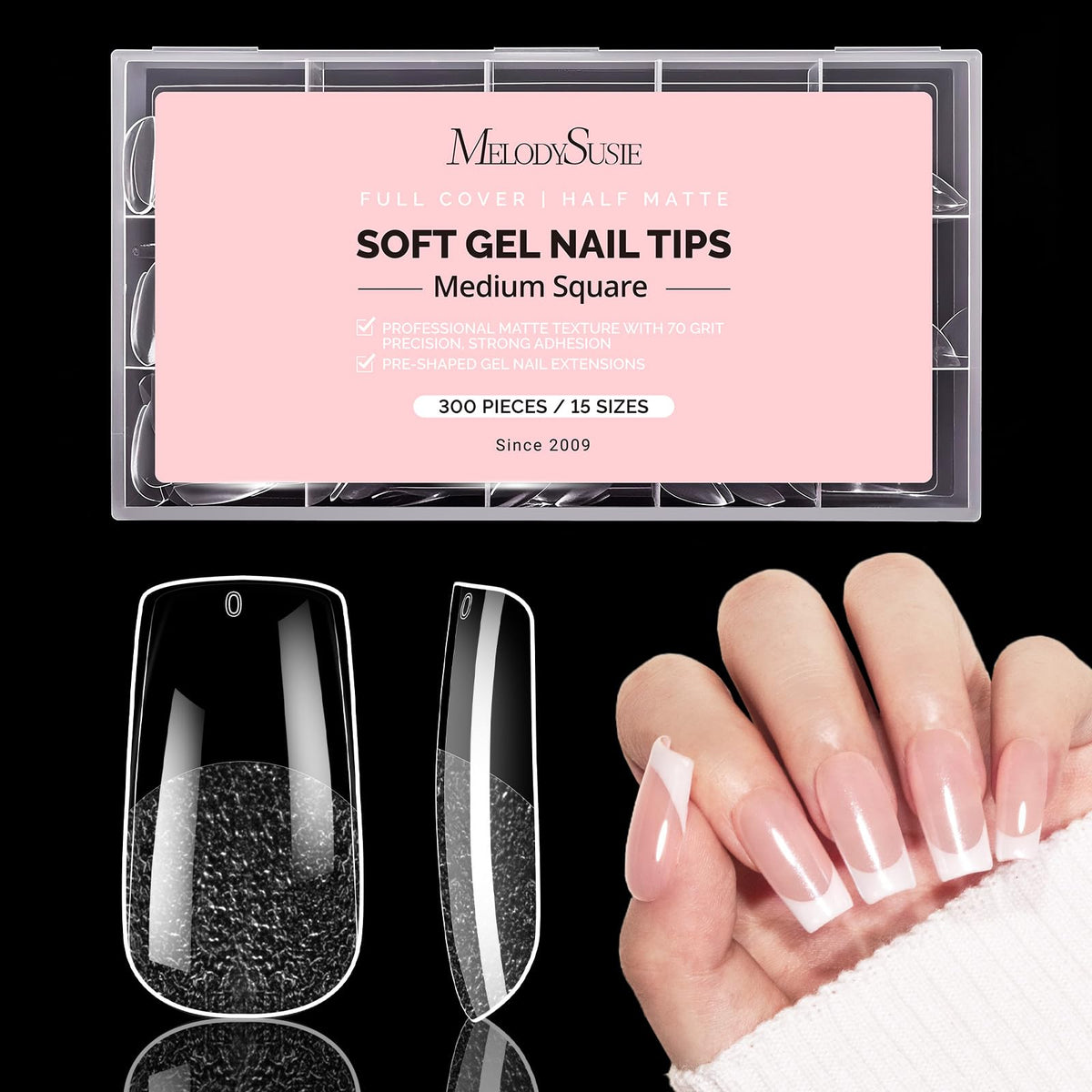 MelodySusie Ongles Artificiels Carrés X - 300 pièces dans l'emballage