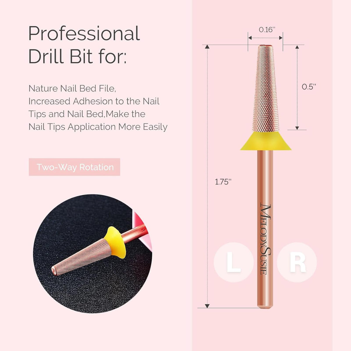 MelodySusie Tapered Barrel Nail Buffer Bit avec fond neutre