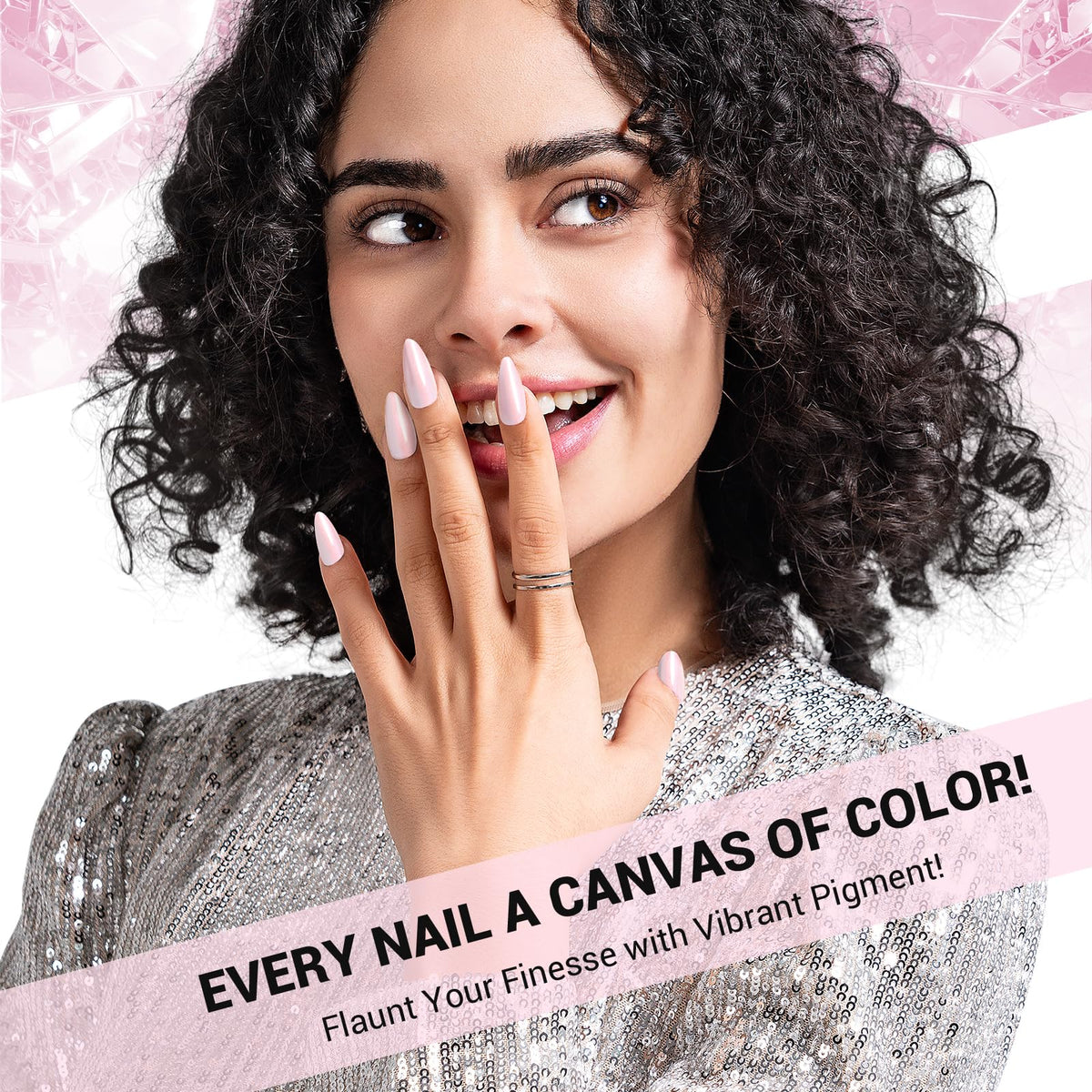 MelodySusie vernis à ongles gel rose pailleté proche de la lampe UV