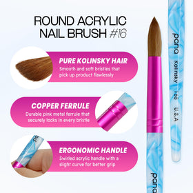 Mesures du PANA Pinceau Ongles Acryliques, longueur de 18 cm