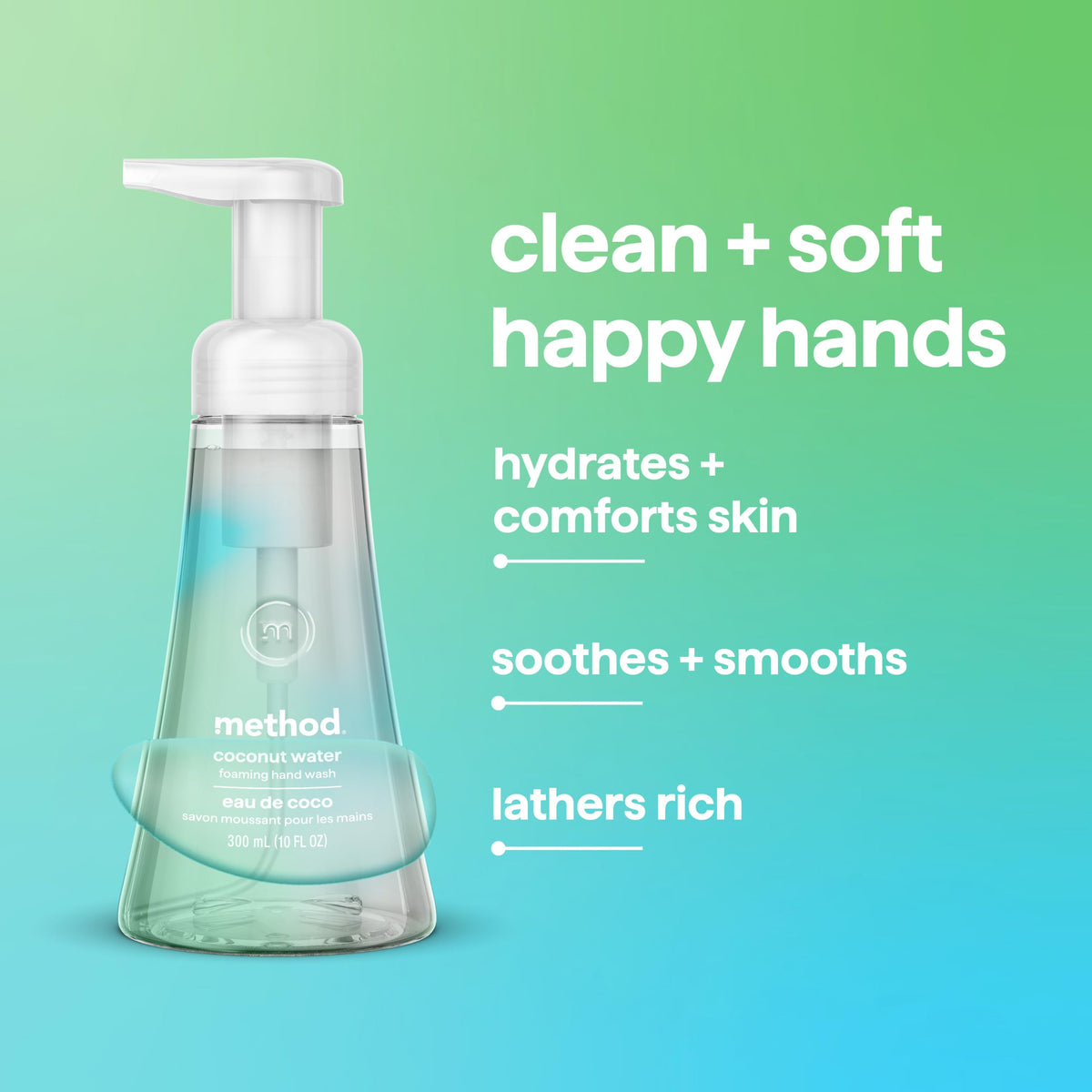 Méthode Gel Mains Moussant Eau de Coco - bouteille en plastique recyclé