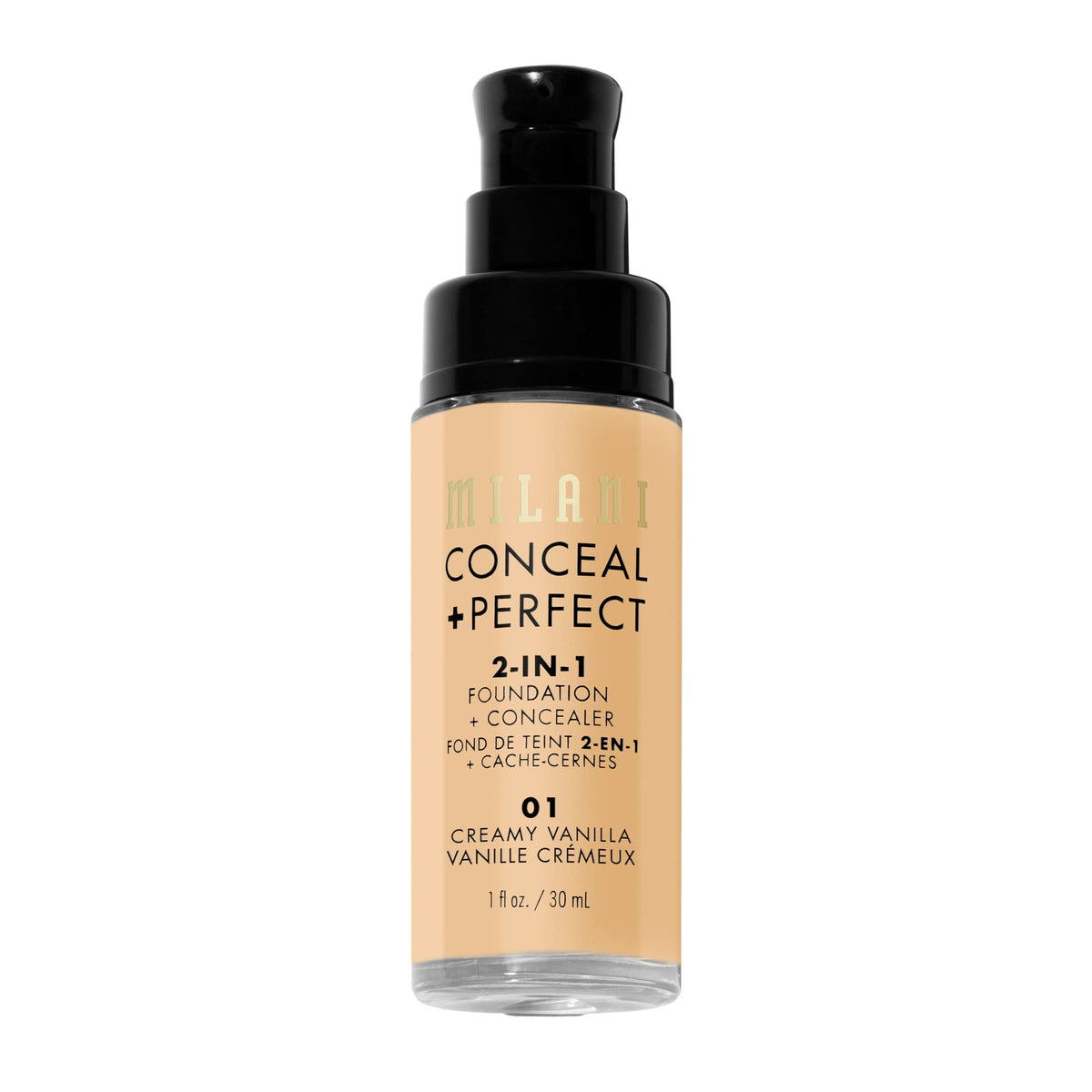 Milani Fond de Teint 2-en-1 01-Crémeux Vanille application sur main