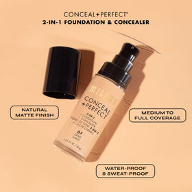 Milani Fond de Teint et Correcteur 2-en-1 14A Cocoa application avec éponge