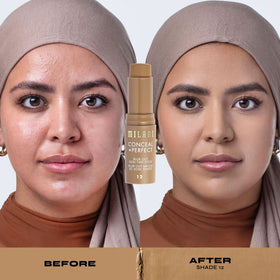 Milani Fond de teint teinté Blur Out 12-Medium Olive texture sur main