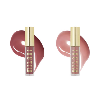 Milani gloss à lèvres nourrissant Rosewood et Soft Rose face avant