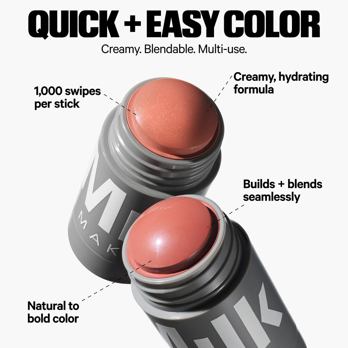 Milk Makeup Lip + Cheek Stick application sur les joues