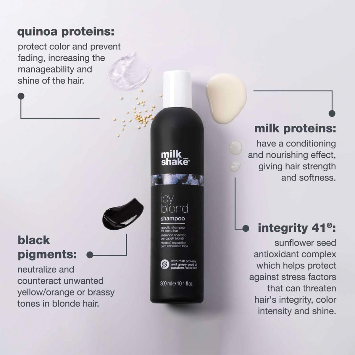 milk_shake Shampoo Icy Blond 1000 mL en utilisation sur cheveux