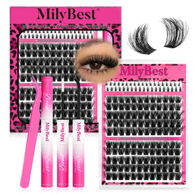 MilyBest Kit de Cils en Grappes Volume Fluffy avec plateau de cils