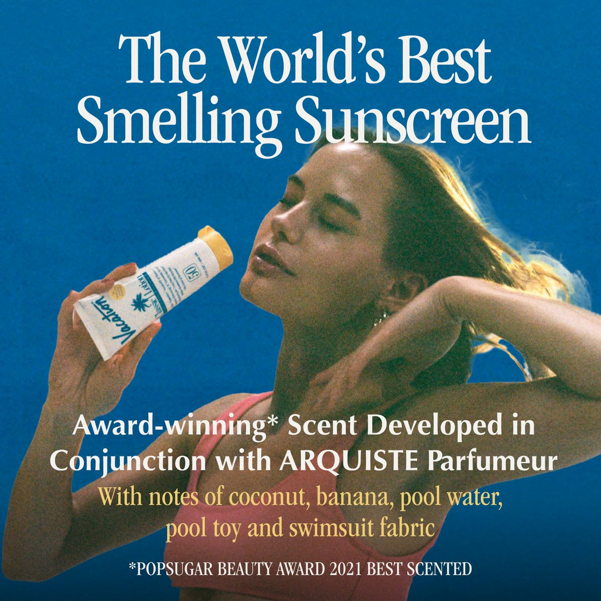 Mini crème solaire VACATION avec texture légère sur la peau