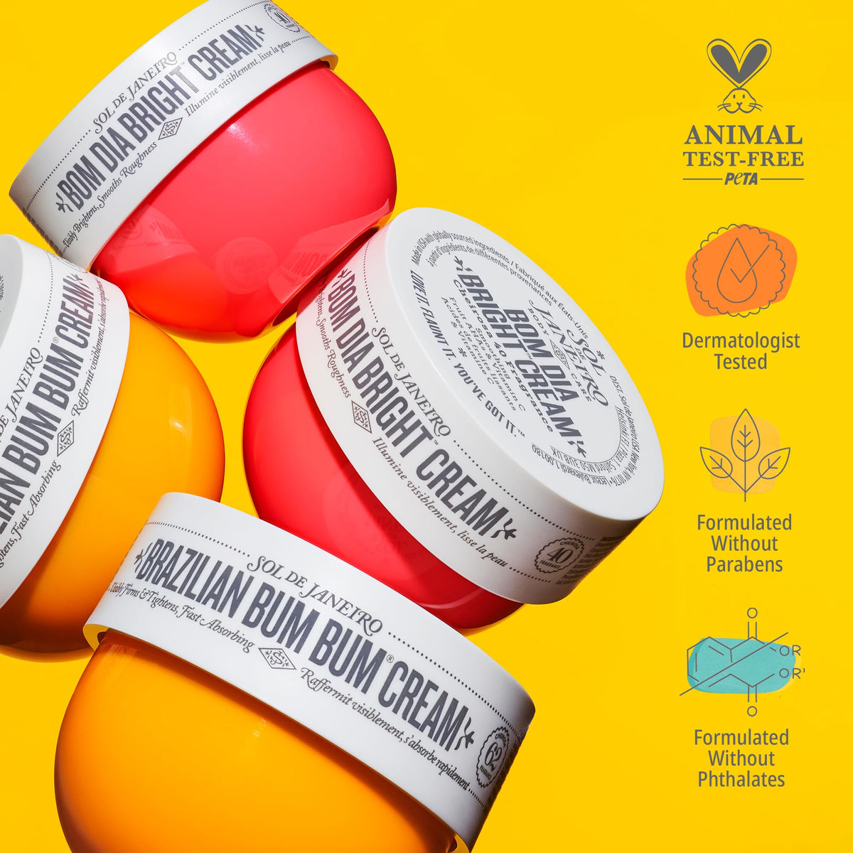 Mini crèmes corps Sol de Janeiro avec notes de pistache et caramel
